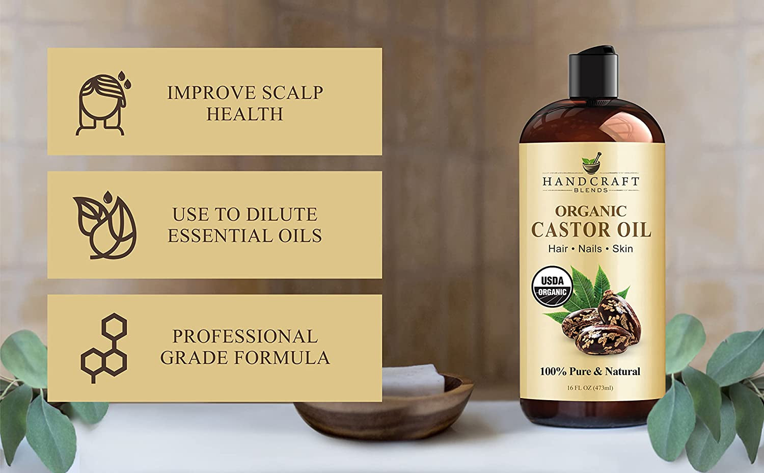 Nourish & Grow: Organic Castor Oil – 16oz | Premium Hair, Lash & Brow Booster – Expeller-Pressed & Hexane-Free