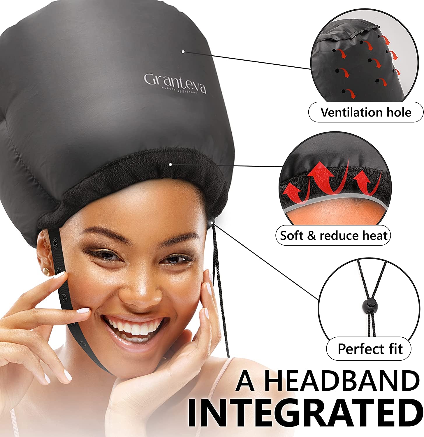 Salon Steam Hooded Dryer Cap – At-Home Deep Conditioning with Built-In Comfort Band | Quick-Dry & Curl-Friendly Design