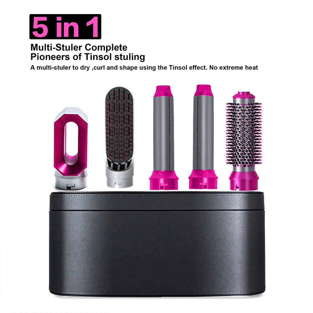 GlamWave™ 5-in-1 Hot Air Styling Set – Dry, Straighten, Curl & Shine!