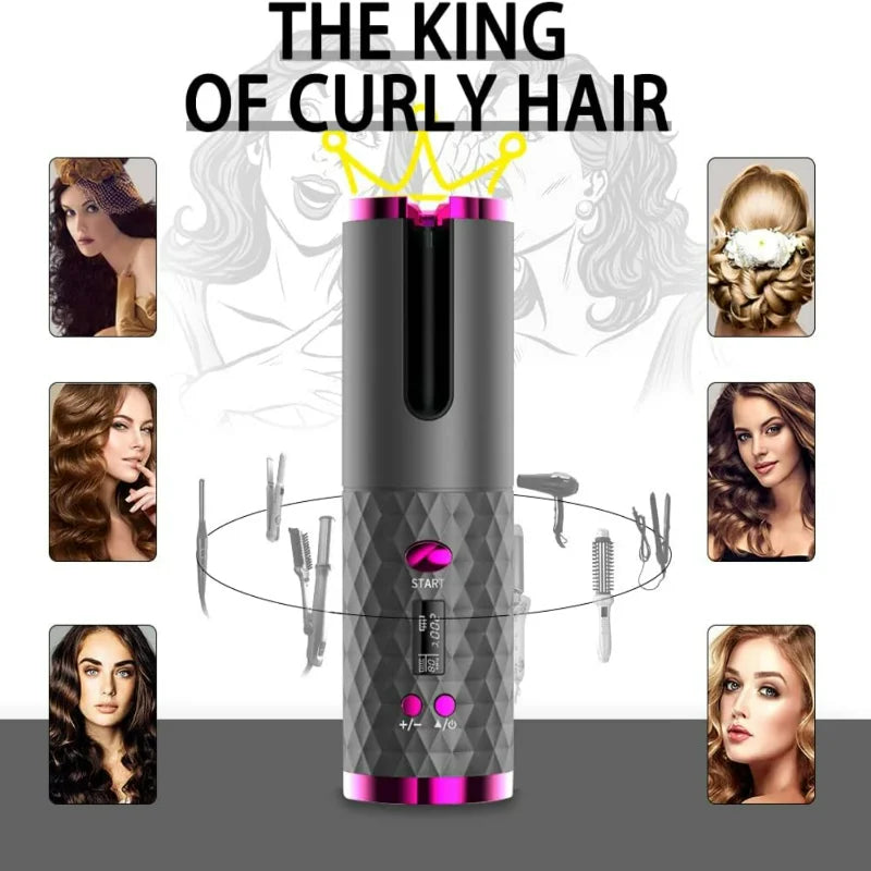Cordless Curl Magic – Auto-Rotating, Rechargeable & Ready Wherever You Are