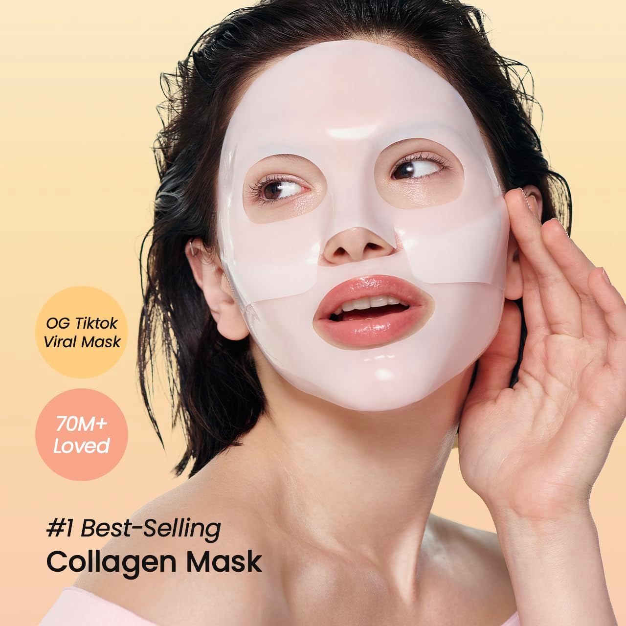 HydraFirm™ Bio-Collagen Hydrogel Mask – Overnight Deep Moisture & Elasticity Boost | Pore Minimizing Treatment, 4 x 34g