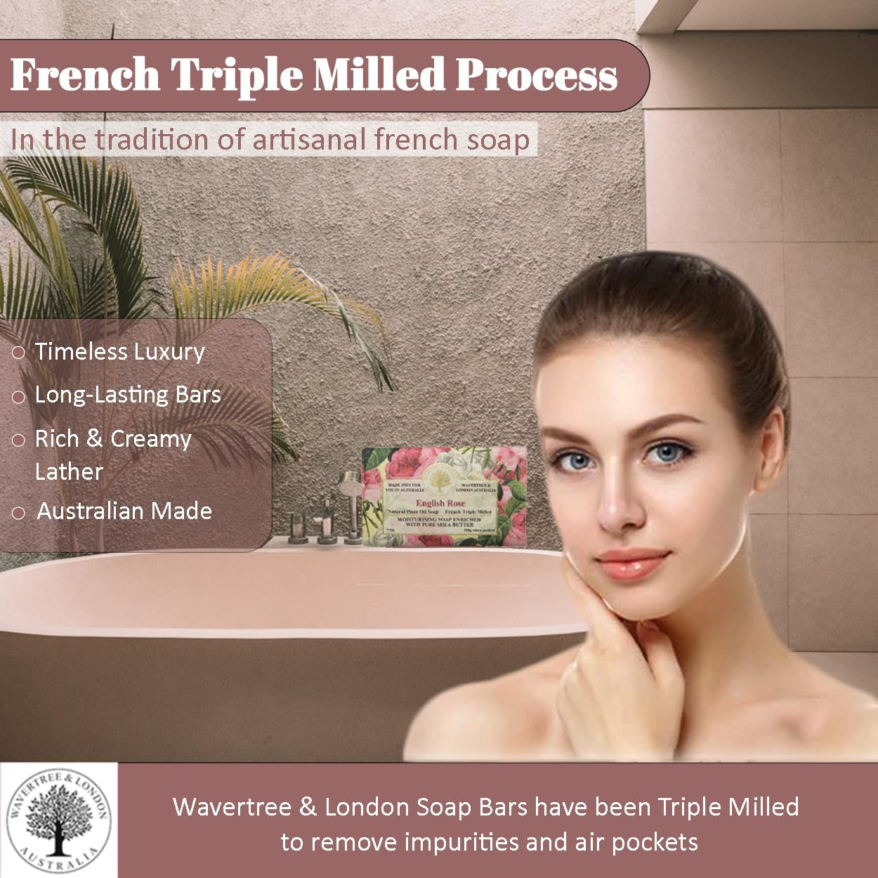 English Rose Luxury Soap Bars (2 x 7oz) – Triple-Milled, Shea Butter Enriched & Plant-Based for Silky Smooth Skin – For Men & Women