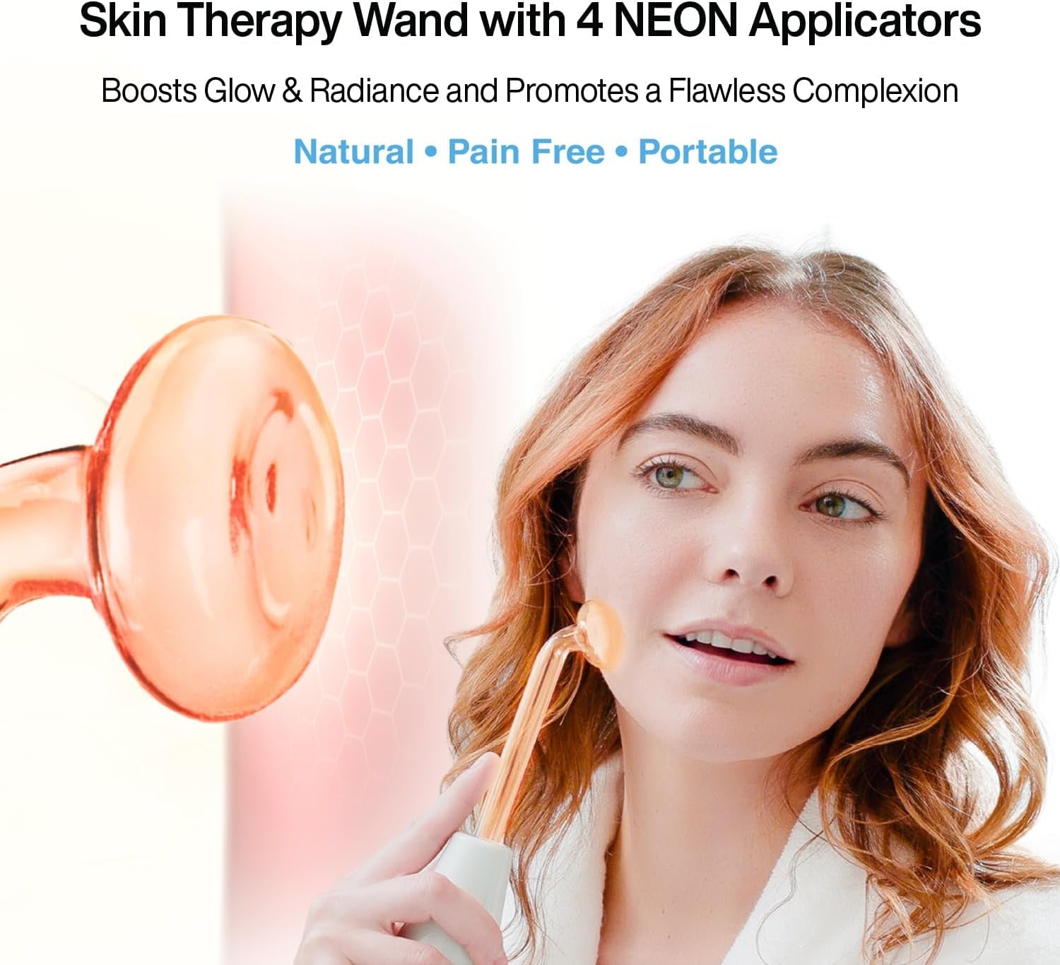 NuDerma Glow Wand – Skin Tightening, Wrinkle Smoothing & Dark Circle Fighter | Handheld High-Frequency Therapy + Hair & Scalp Boost