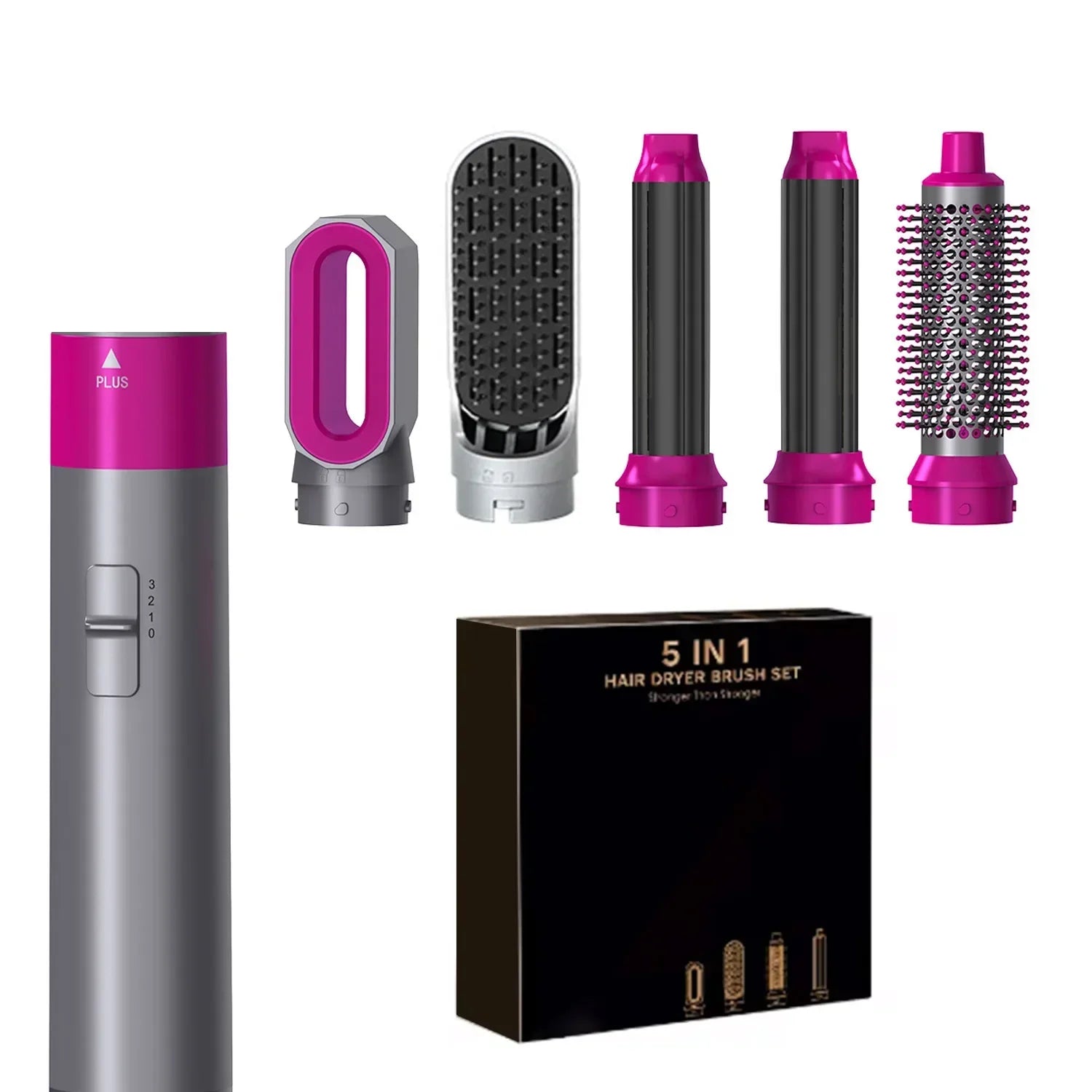 GlamWave™ 5-in-1 Hot Air Styling Set – Dry, Straighten, Curl & Shine!