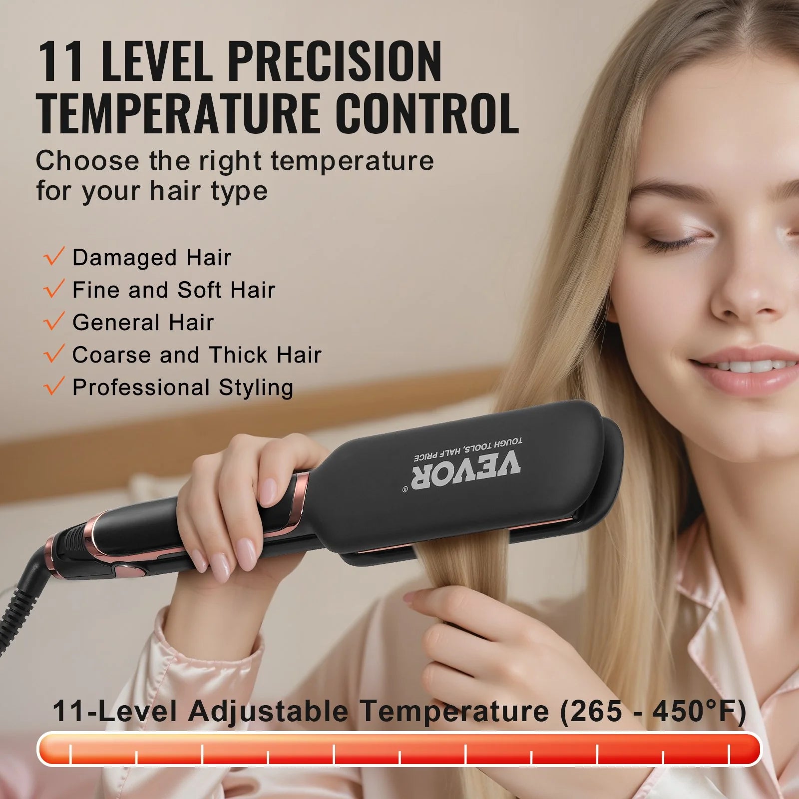 SKYSHALO 2-Inch Titanium Hair Straightener - Infrared Technology, Negative Ion Protection, Dual Voltage, LCD Display & 11 Adjustable Heat Settings for Salon-Quality Styling Anywhere!
