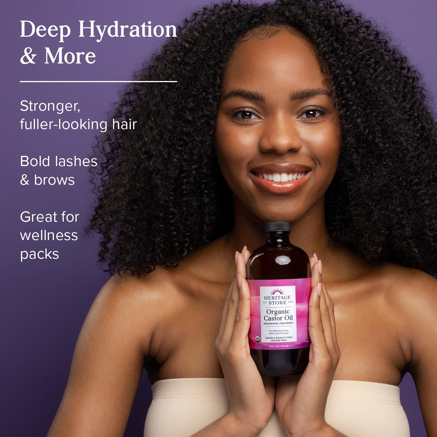 Organic Castor Oil Therapy – Vegan, Cold-Pressed & Packed with Pure Plant Power (16oz Glass Bottle)