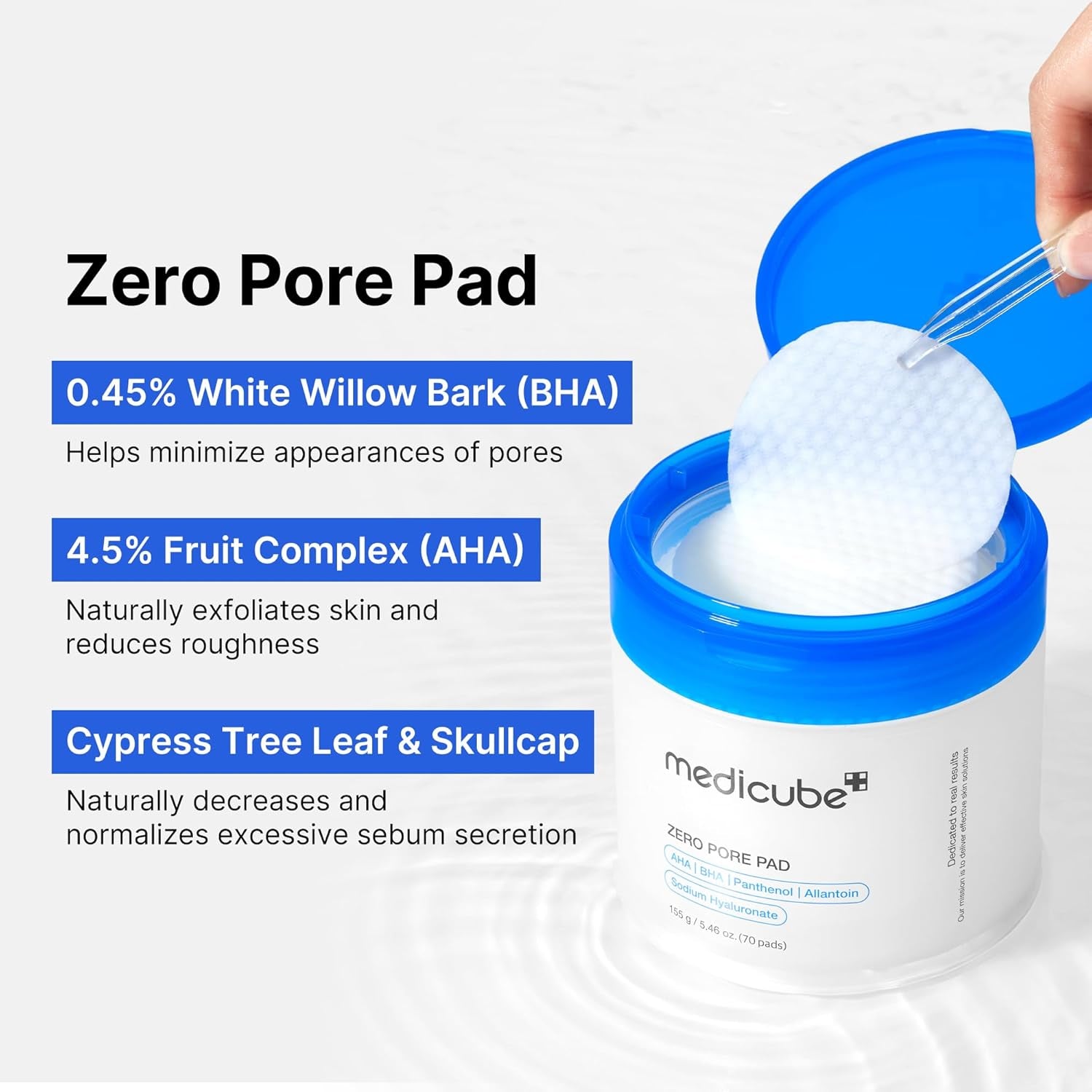 Zero Pore Pads 2.0 – Exfoliating Toner Pads with 4.5% Lactic Acid & 0.45% Salicylic Acid | Refine Pores & Smooth Texture | 70 Korean Beauty Pads
