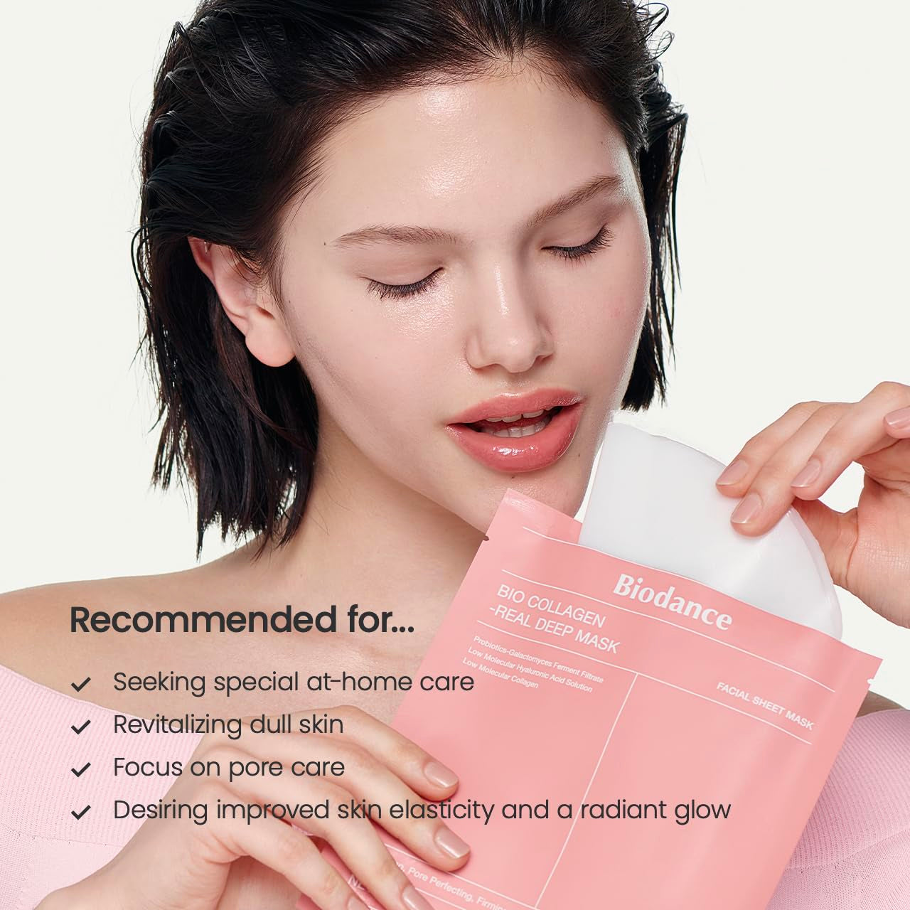 HydraFirm™ Bio-Collagen Hydrogel Mask – Overnight Deep Moisture & Elasticity Boost | Pore Minimizing Treatment, 4 x 34g