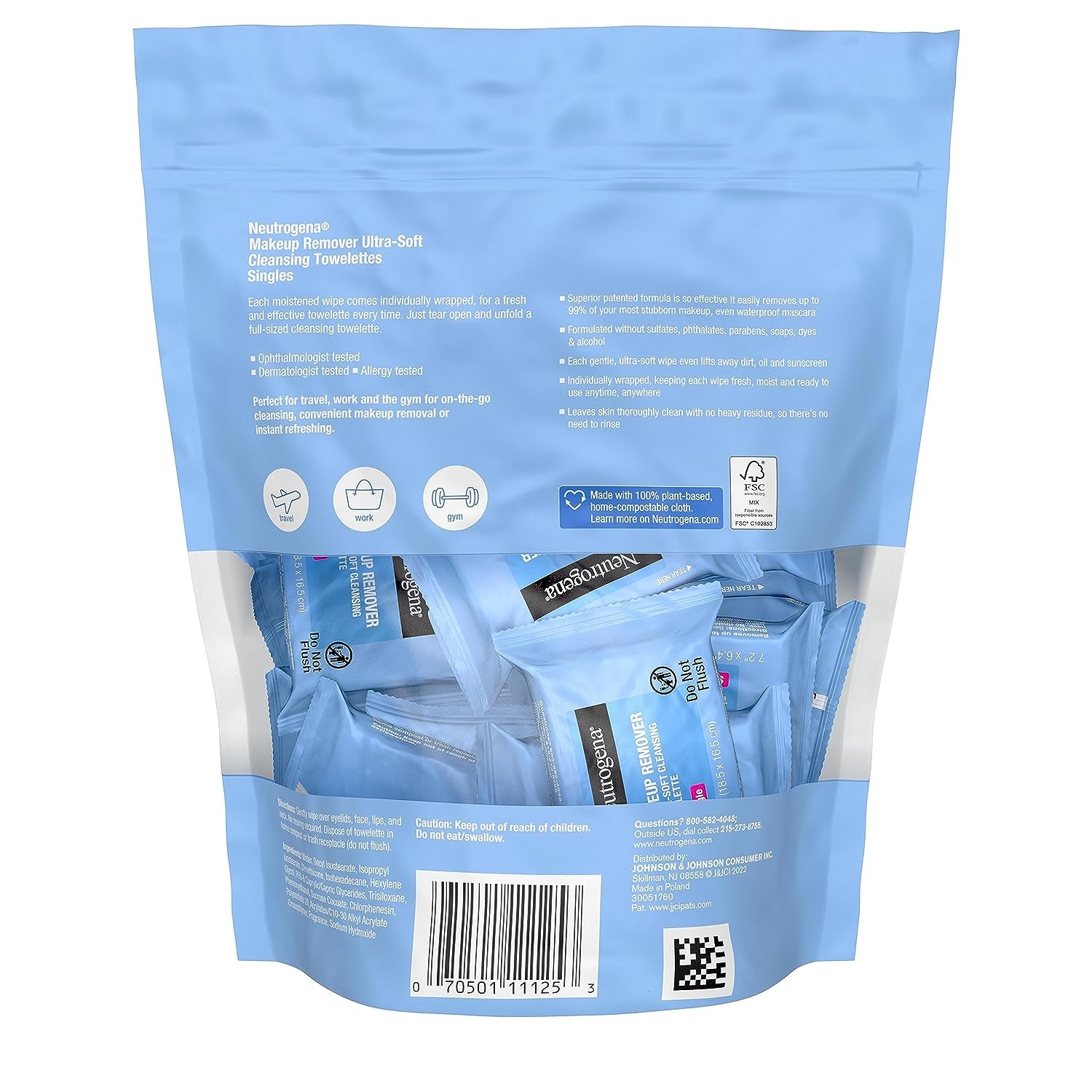 Glow & Go™ Makeup Remover Wipe Singles – 20 Individually Wrapped Facial Towelettes | Oil-Free, Alcohol-Free Daily Cleanse Anywhere