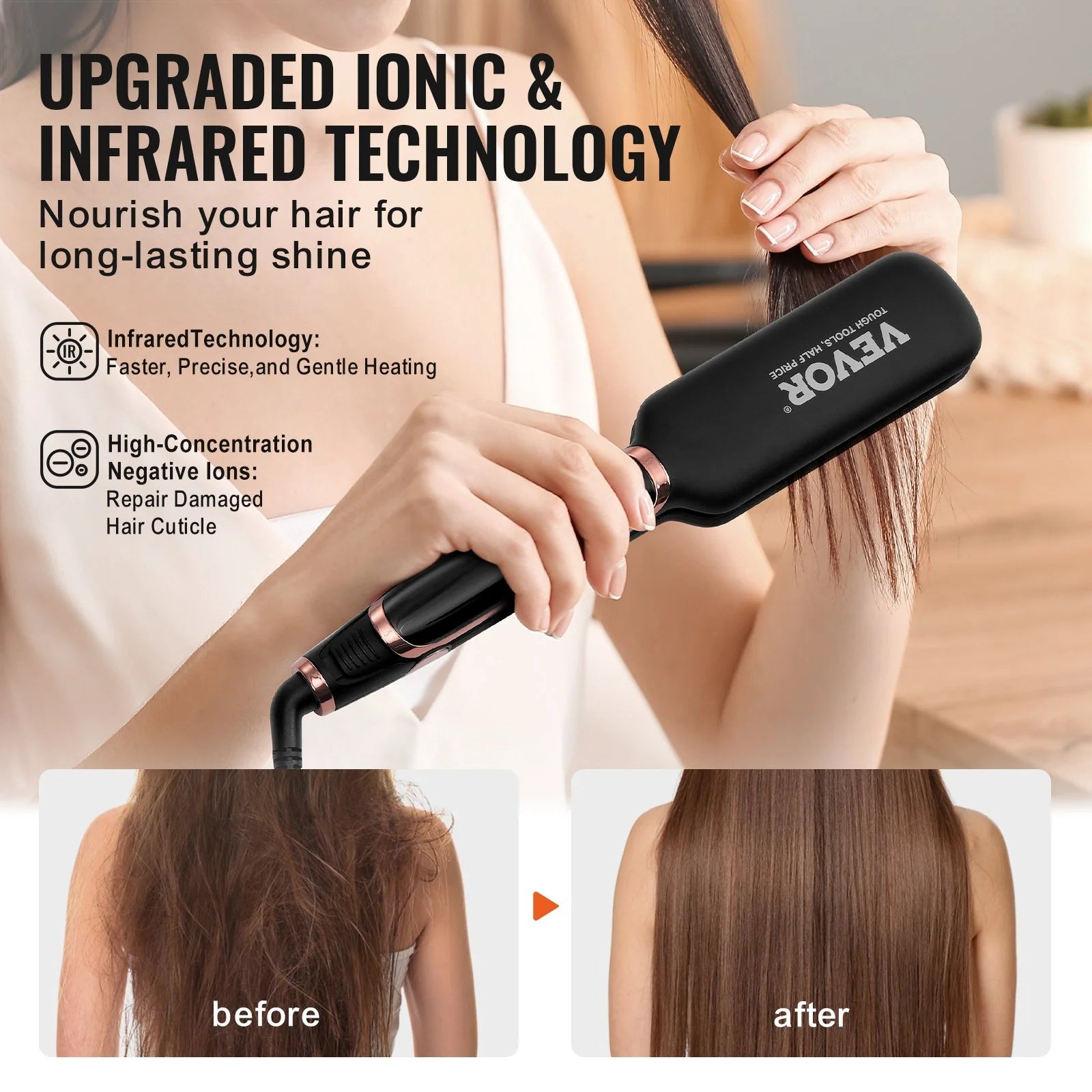 SKYSHALO 2-Inch Titanium Hair Straightener - Infrared Technology, Negative Ion Protection, Dual Voltage, LCD Display & 11 Adjustable Heat Settings for Salon-Quality Styling Anywhere!