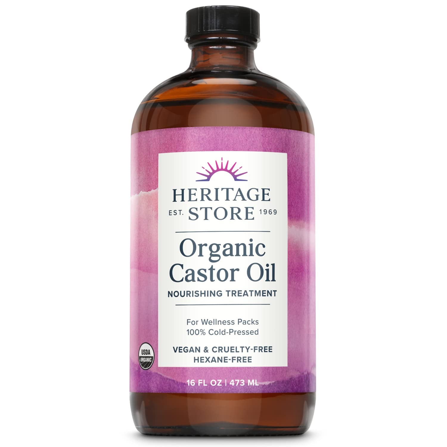 Organic Castor Oil Therapy – Vegan, Cold-Pressed & Packed with Pure Plant Power (16oz Glass Bottle)
