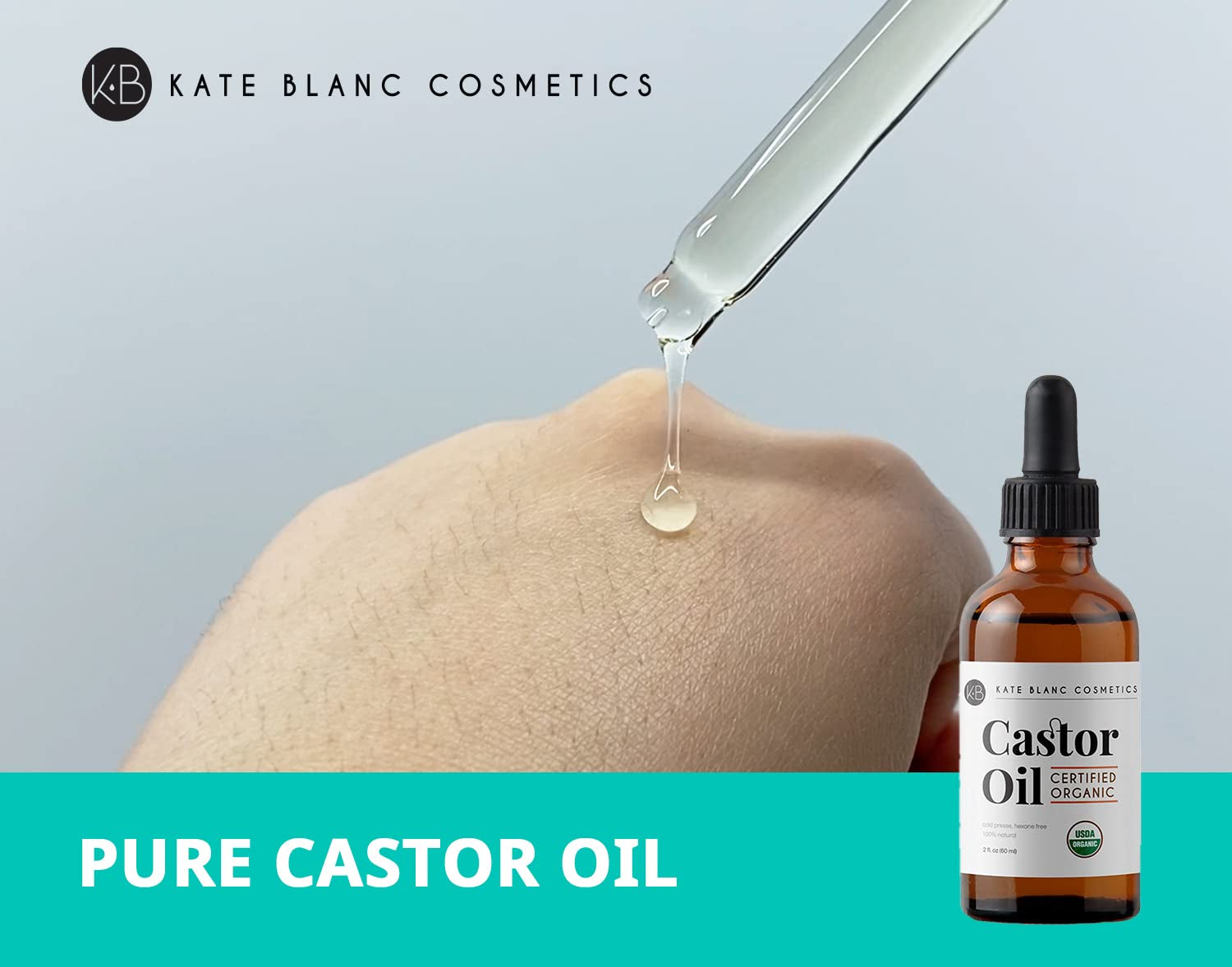 PureGlow™ Organic Castor Oil – Cold-Pressed & Hexane-Free | Nourishes Hair, Lashes, Brows & Skin | 2 oz with Bonus Starter Kit