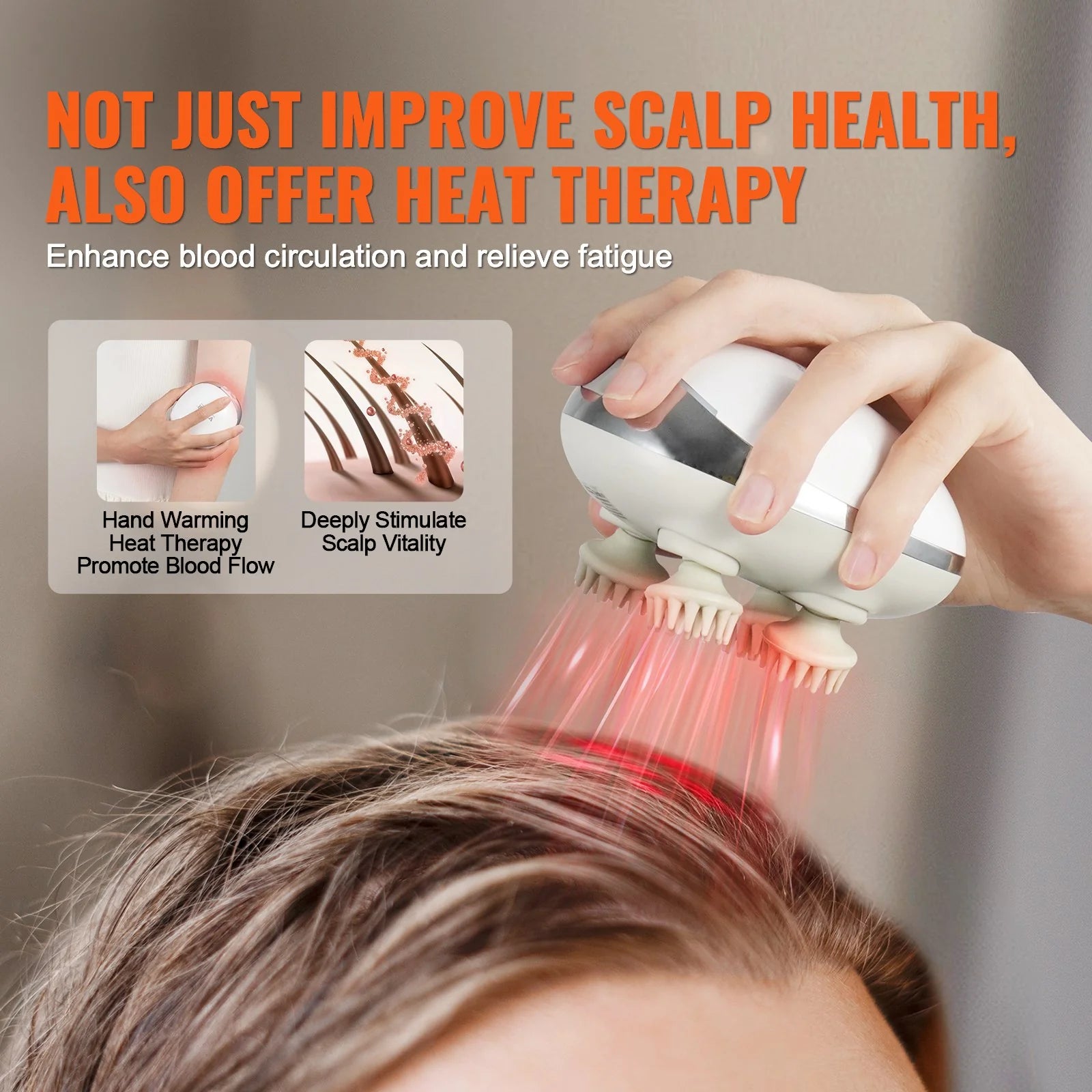 Rechargeable VEVOR Electric Scalp Massager with Heat - Waterproof Relaxation at Your Fingertips!