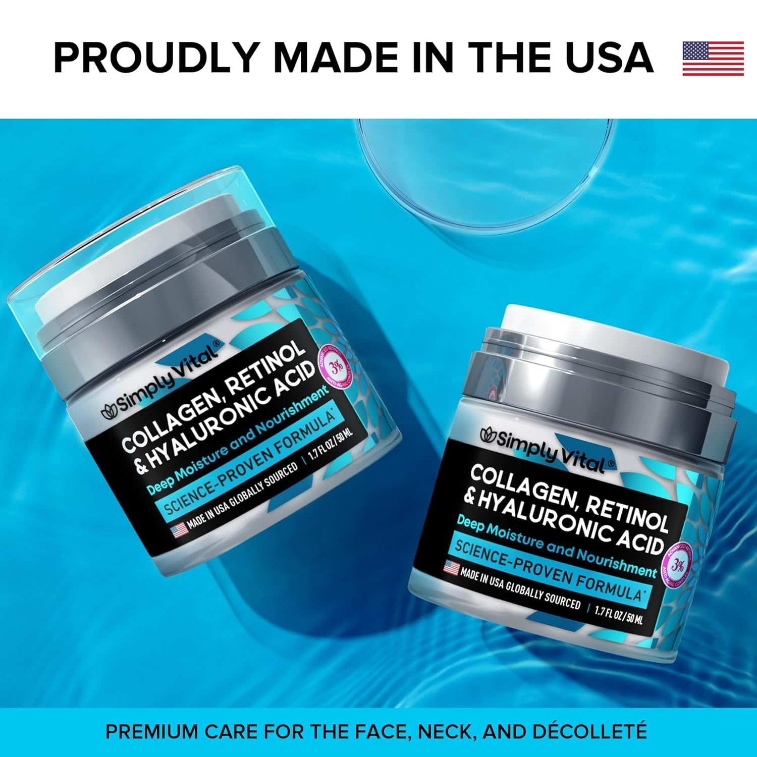 HydraFirm™ Collagen Retinol Cream – Daily Face Moisturizer with Hyaluronic Acid | Tightens & Nourishes Face, Neck & Chest | 1.7 fl oz | Day & Night Use