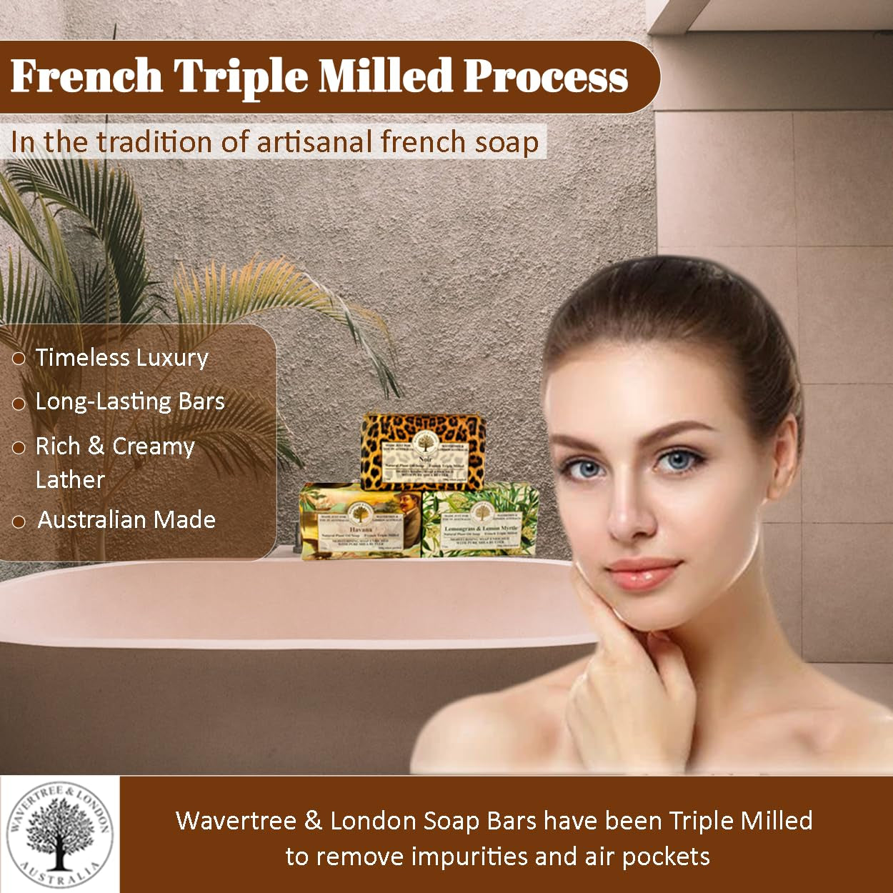 Luxury Soap Trio Gift Box (3 x 7oz) – Noir, Lemongrass & Havana Scents – Triple-Milled French Soap Bars with Pure Plant Oils for All Skin Types