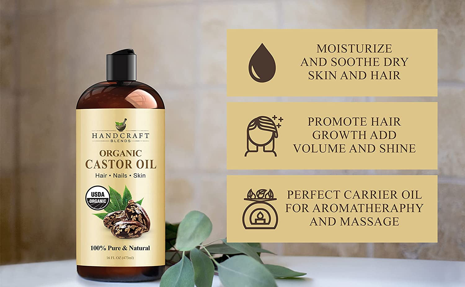 Nourish & Grow: Organic Castor Oil – 16oz | Premium Hair, Lash & Brow Booster – Expeller-Pressed & Hexane-Free