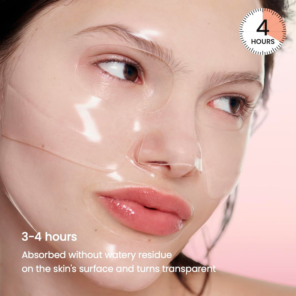 HydraFirm™ Bio-Collagen Hydrogel Mask – Overnight Deep Moisture & Elasticity Boost | Pore Minimizing Treatment, 4 x 34g