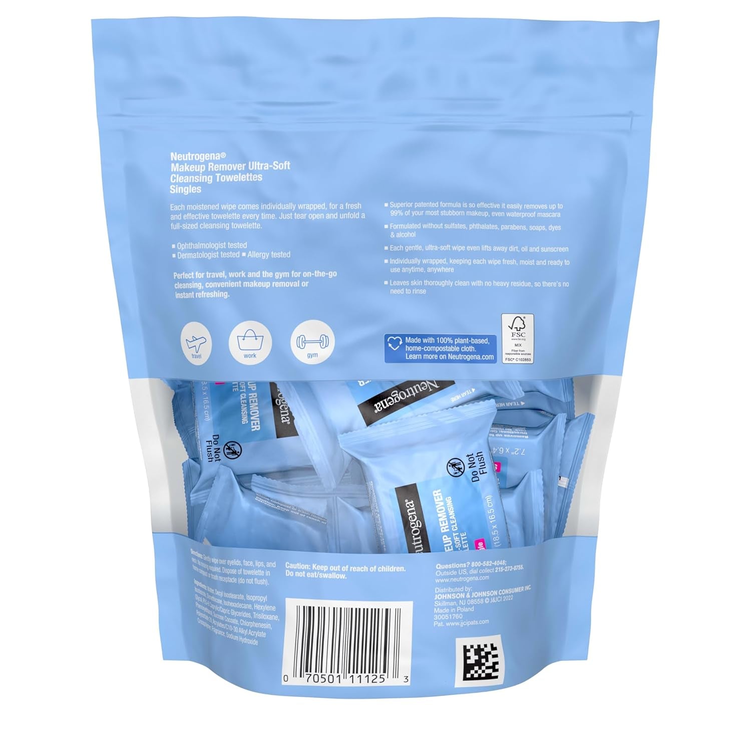Glow & Go™ Makeup Remover Wipe Singles – 20 Individually Wrapped Facial Towelettes | Oil-Free, Alcohol-Free Daily Cleanse Anywhere