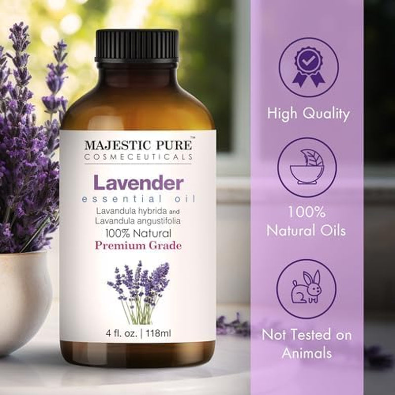 Calm in a Bottle – 100% Pure Lavender Essential Oil with Dropper | Premium Grade for Diffusers, Skin, Massage & Aromatherapy | 4 oz of Soothing Serenity