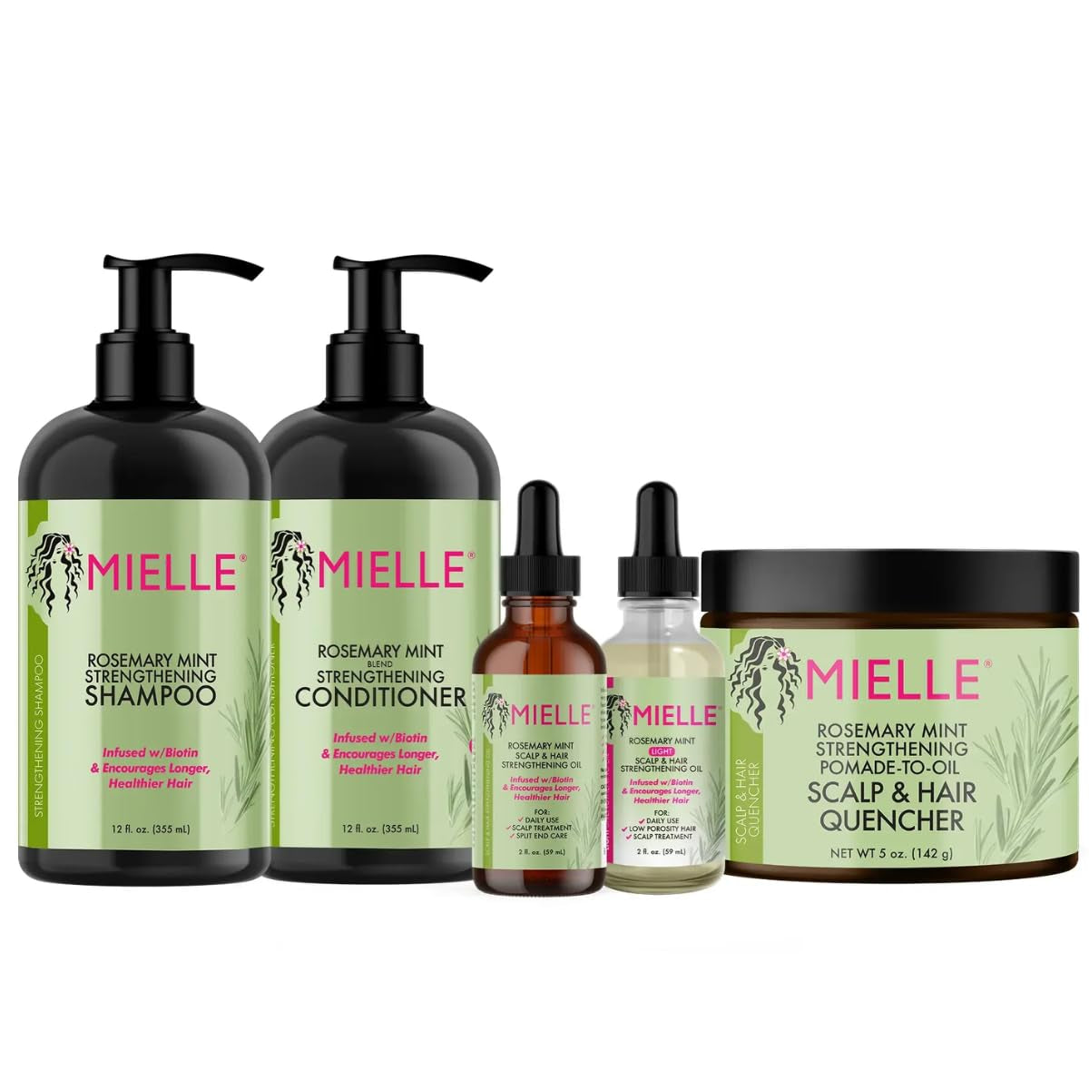 Mielle Men’s Power Pack – Rosemary Mint 5-Piece Grooming Bundle for Stronger, Healthier Hair
