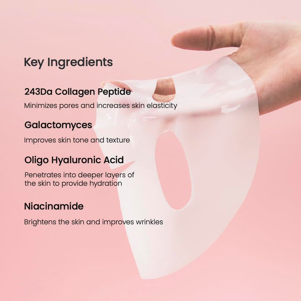 HydraFirm™ Bio-Collagen Hydrogel Mask – Overnight Deep Moisture & Elasticity Boost | Pore Minimizing Treatment, 4 x 34g