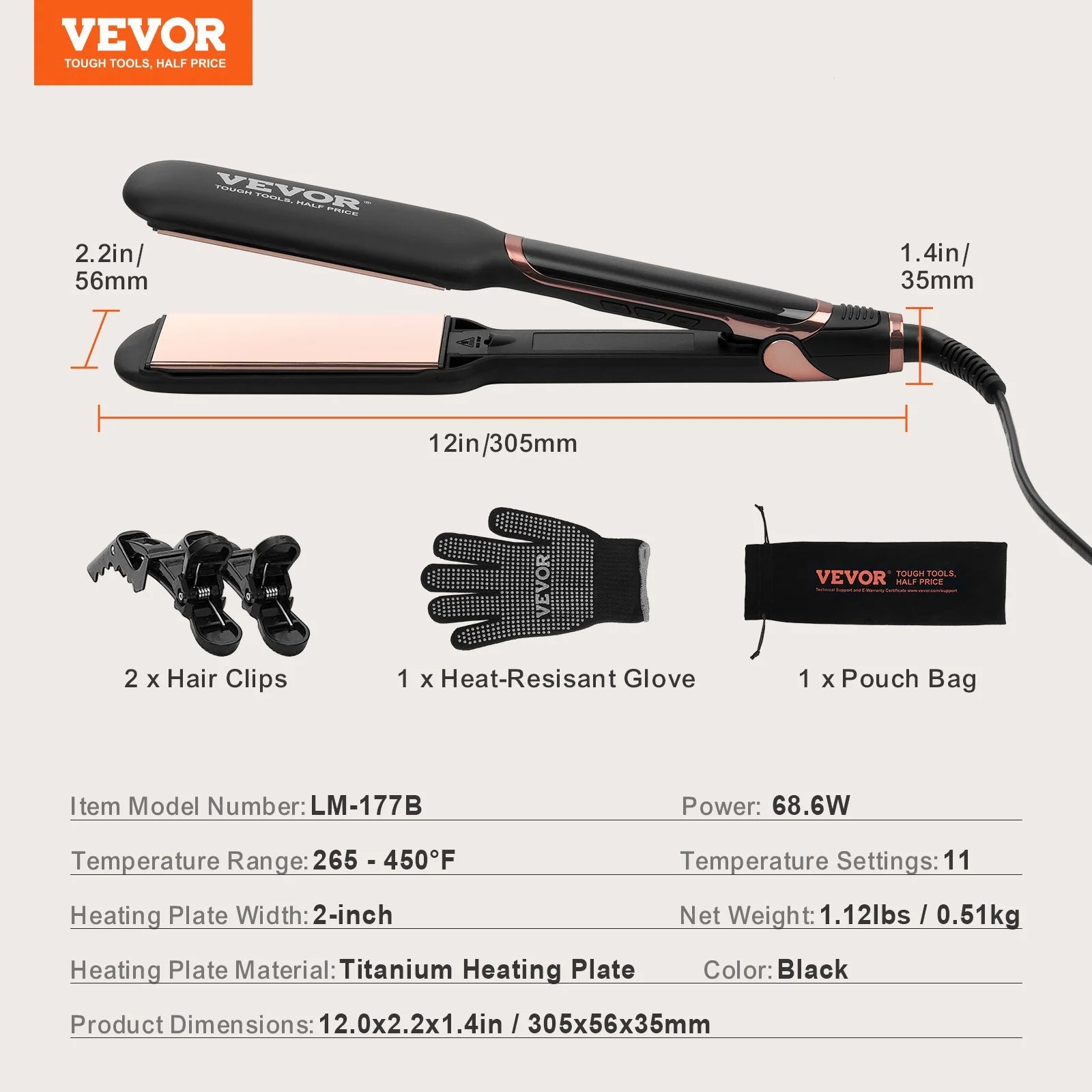 SKYSHALO 2-Inch Titanium Hair Straightener - Infrared Technology, Negative Ion Protection, Dual Voltage, LCD Display & 11 Adjustable Heat Settings for Salon-Quality Styling Anywhere!
