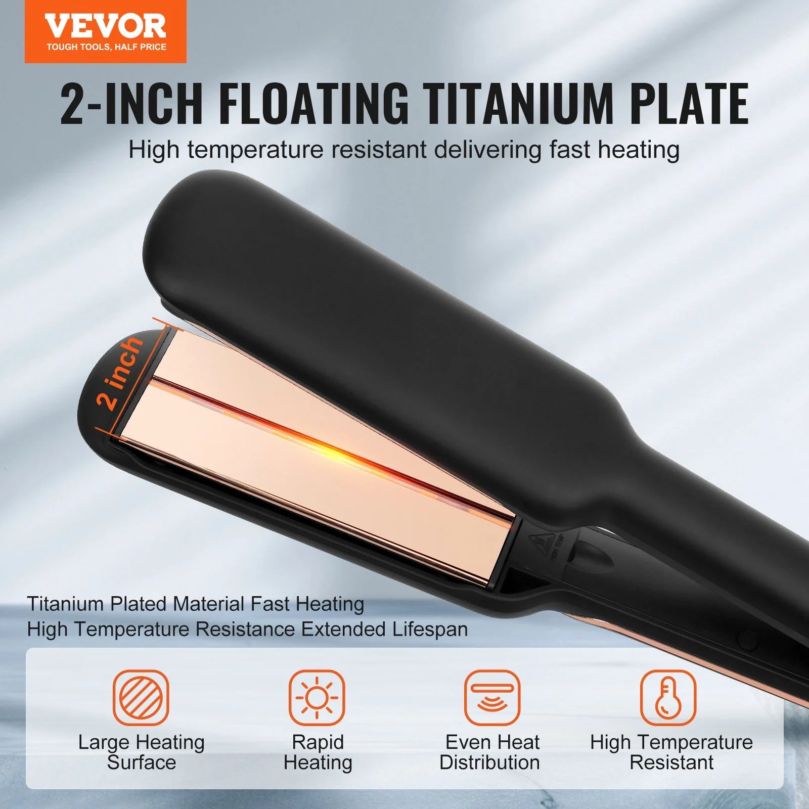 SKYSHALO 2-Inch Titanium Hair Straightener - Infrared Technology, Negative Ion Protection, Dual Voltage, LCD Display & 11 Adjustable Heat Settings for Salon-Quality Styling Anywhere!