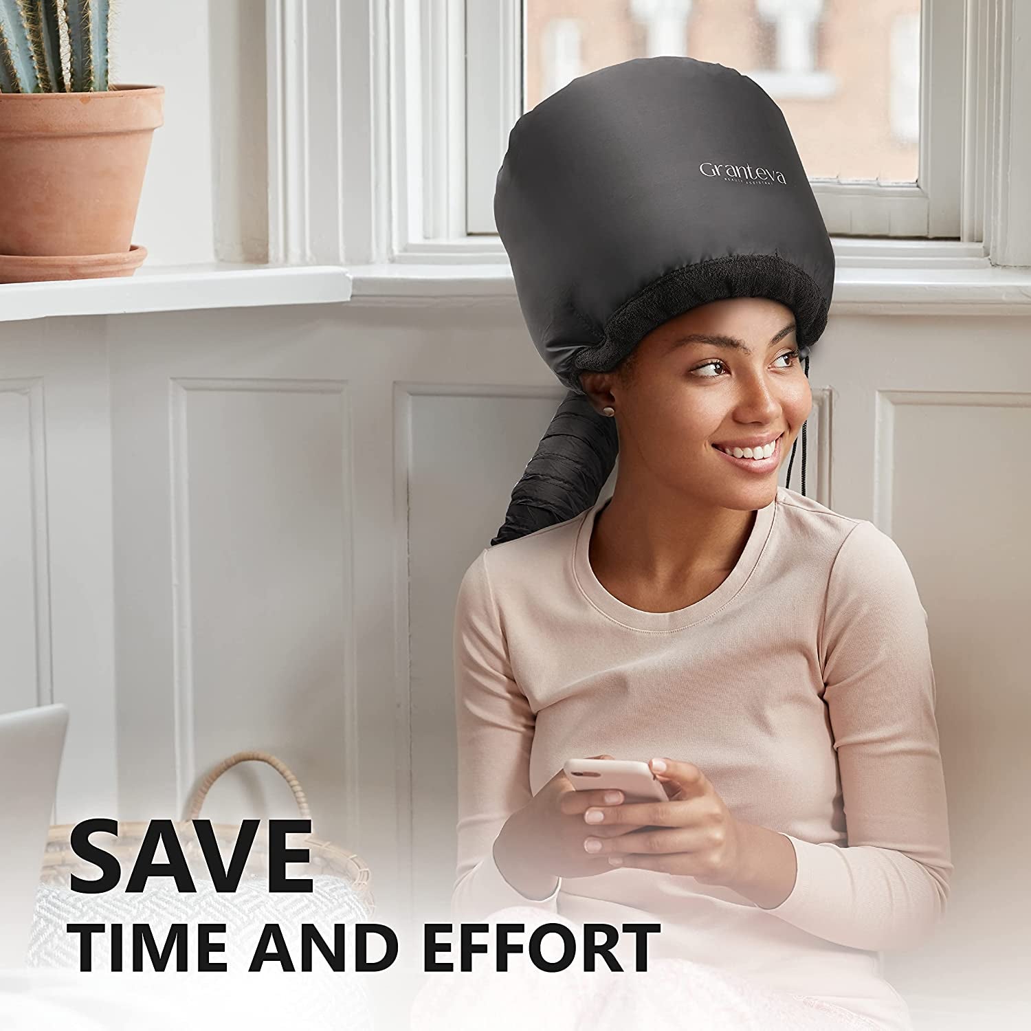 Salon Steam Hooded Dryer Cap – At-Home Deep Conditioning with Built-In Comfort Band | Quick-Dry & Curl-Friendly Design
