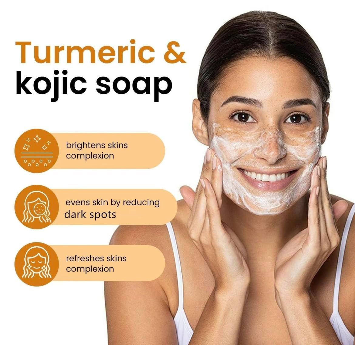 Ultimate Turmeric & Kojic Acid Skin Brightening Soap – All-Natural Cleanser for All Skin Types, Fights Acne, Reduces Dark Spots & Fades Scars – Perfect for Men, Women & Teens (1 Bar)