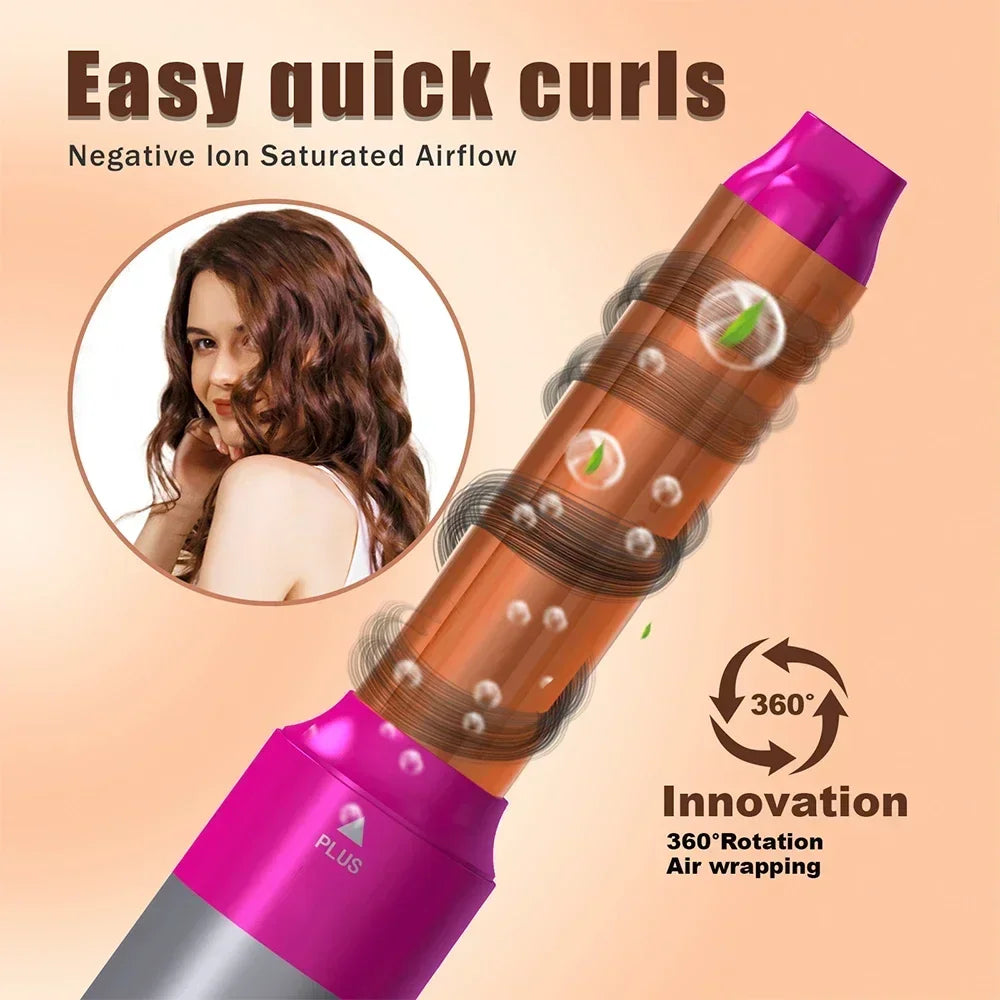 GlamWave™ 5-in-1 Hot Air Styling Set – Dry, Straighten, Curl & Shine!