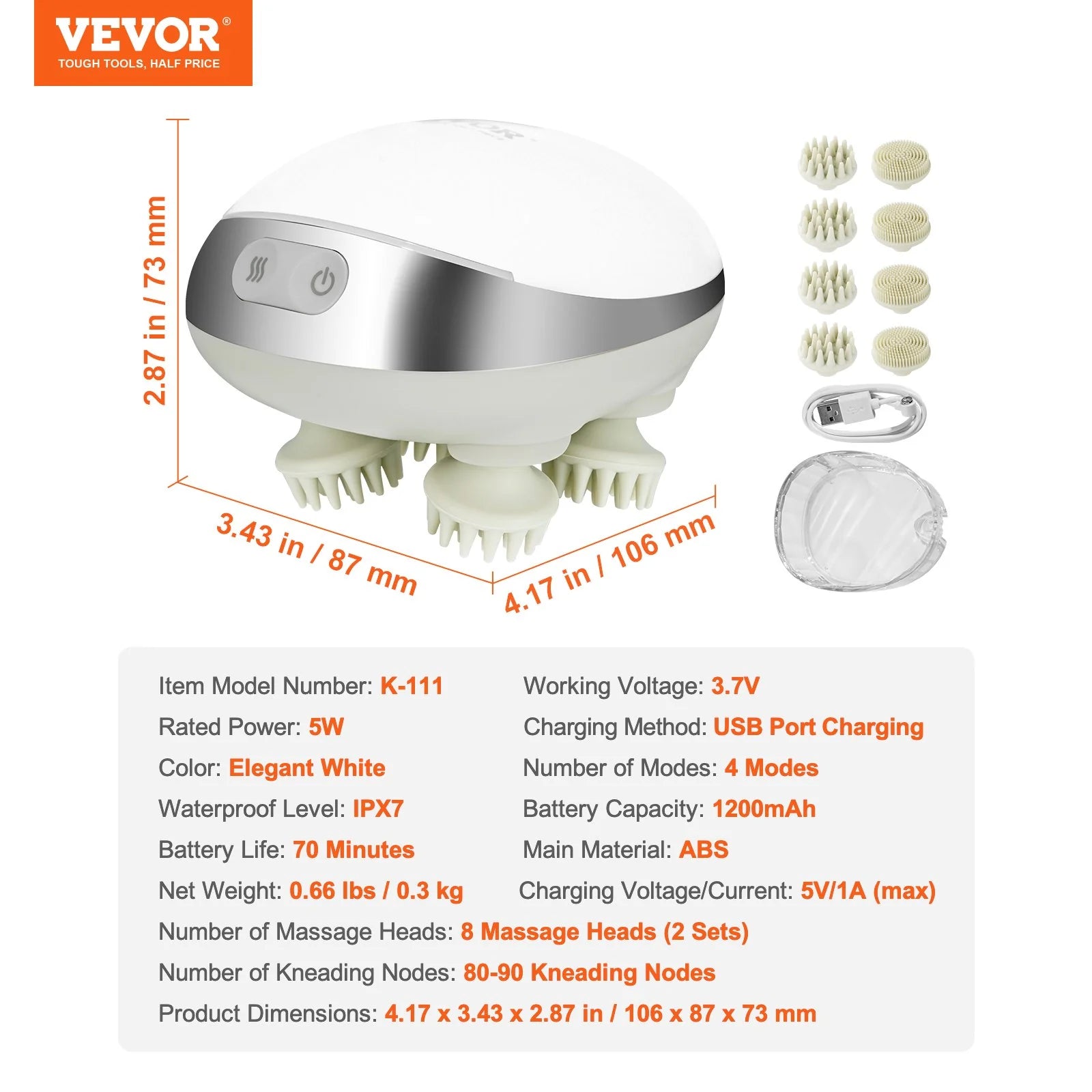 Rechargeable VEVOR Electric Scalp Massager with Heat - Waterproof Relaxation at Your Fingertips!