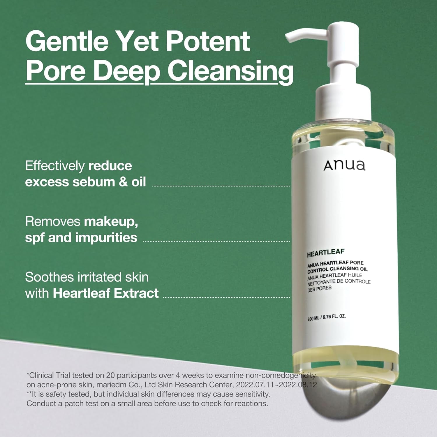 Heartleaf Glow Cleansing Oil – Gentle Korean Formula for Pore Purifying, Blackhead Removal & Makeup Melting | 6.76 fl oz of Botanical Clean
