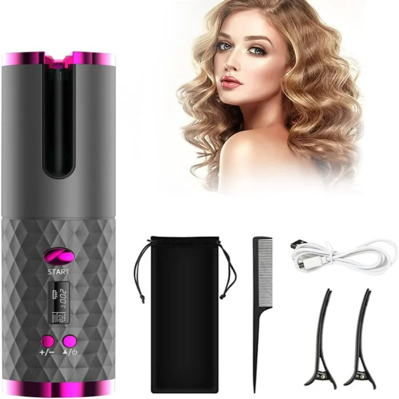 Cordless Curl Magic – Auto-Rotating, Rechargeable & Ready Wherever You Are